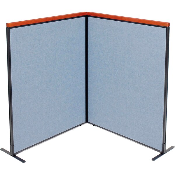 Interion By Global Industrial Interion Deluxe Freestanding 2-Panel Corner Room Divider, 48-1/4inW x 61-1/2inH Panels, Blue 695076BL - main